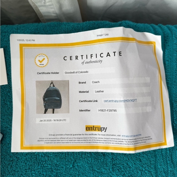 Auth COACH Mini Charlie Backpack in Pebble Leather Metallic Light Blue With COA - Picture 12 of 15